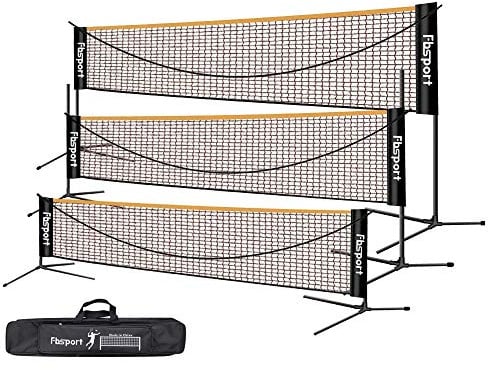 FBSPORT Badmintonnetz,Tennisnetz 3-6m Tragbares Volleyball Federballnetz Trainingsnetz,3 Höhen können eingestellt Werden zusammenklappbare Badminton-Netzablage,drinnen und draußen