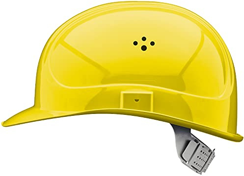 GUARD 5 - BAU-Schutzhelm - DIN EN 397 - Einstellbarer Arbeitshelm - Bauarbeiterhelm Schutzhelm Bauhelm - mit 6-Punkt Gurtband mit Leder Schweißband an der Stirn (Gelb)
