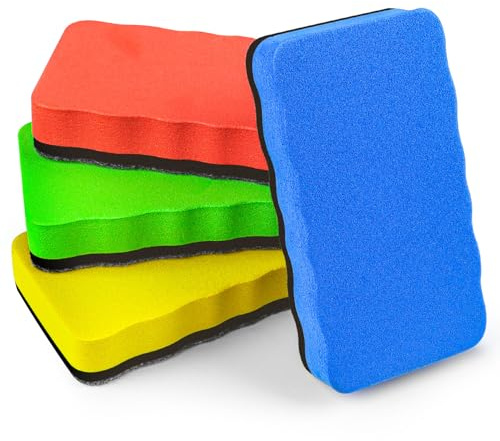 Baroce Whiteboard Schwamm Magnetisch [4er Set] – Mikrofaser Tafelwischer für Rückstandslose Reinigung – Starker Magnet für Schule, Büro & Home Office – 10,5x5,5x2cm
