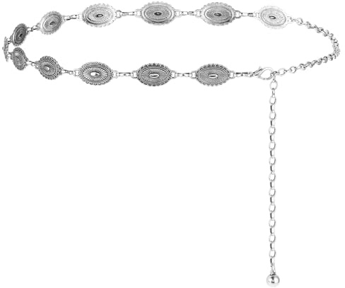 Kettengürtel Damen Silber, Bauchkette Silber Kettengürtel Taillenkette Taille Gürtel Taille Silber Verstellbare Metall Schnalle Körper Kette Gürtel Einstellbare Taillengürtel für Kleid (silber)