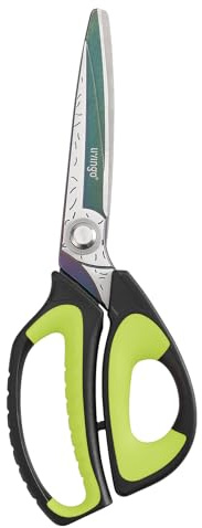 LIVINGO Heavy Duty Industrie Schere: 25,4 cm Universalschere aus rostfreiem Stahl mit Titanbeschichtung, geschmiedet für Haushalt, Gartenarbeit, Bauwesen, grün/schwarz