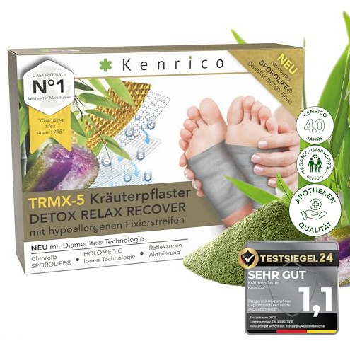 KENRICO TRMX-5 Kräuterpflaster Pflaster zum Entgiften [100% natürlich] Entgiftungspflaster Detox Relax Recover Entgiftung Pads Füße Detox Pflaster Körper entgiften Fusspflaster Patch Fuss