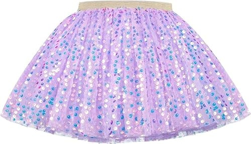 Hykiee Tüllrock Mädchen Kinder, Weiches Kleinkind Baby Prinzessin Tütü Rock, Funkelnden Pailletten Minirock 3 Geschichtet Rüsche Tanz Ballettrock Kleid für Geburtstag Party Kleidung 2-6 Jahre