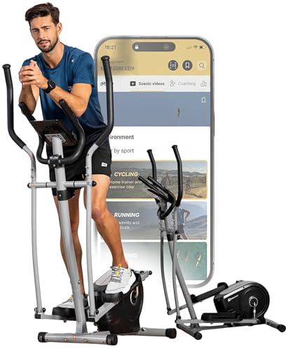 Hop-Sport Crosstrainer HS-2050C, Ellipsentrainer mit LCD-Display & Pulsmessung, leiser Crosstrainer für Zuhause - Magnet-Bremssystem & Transportrollen