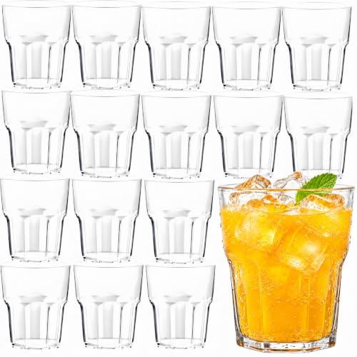 20 Stück 260ml Wassergläser Kunststoff, Mehrweg Trinkbecher aus Acrylglas | Spülmaschinenfest & BPA-frei, Stapelbare Unzerbrechlich Plastikbecher für Erwachsene, Camping, Outdoor, Party, Whiskeygläser