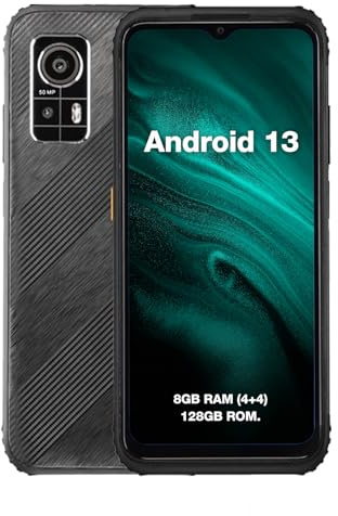 AGM H6 Ultradünnes Outdoor Handy Ohne Vertrag, Android Robust Smartphone 6.56 IPS HD+, 4GB+128GB mit 50MP+2MP Kamera, 4G Dual SIM IP68 /Fingerabdruck ID/NFC/GPS/3 Kartenslots
