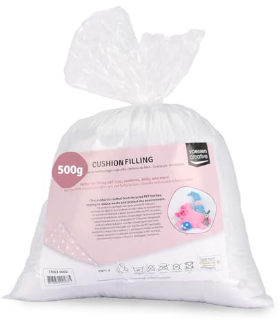 Vaessen Creative Flauschige Weiche Polyester Füllung für Plüschtiere, Kissen und Bastel-Projekte, Weiß, 500gr Verpackung kann variieren