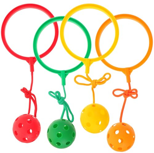 4 Stücke Kinder Springring Fußkreisel: Hüpfring Bälle Fitness Springseil Knöchel Überspringen Spielzeug für Outdoorspiele - Jumping Ball Swing Fußkreisel für Mädchen von 6-10 Jahren