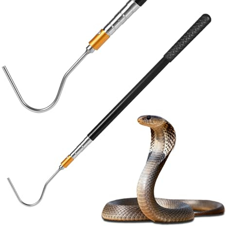 AIUWIZO Schlangenhaken, 154,9 cm, robuster Stab aus Edelstahl, Reptilienfängerstange – Schlangenhandhabungswerkzeug für Klapperschlange, Python, Kupferkopfentfernung