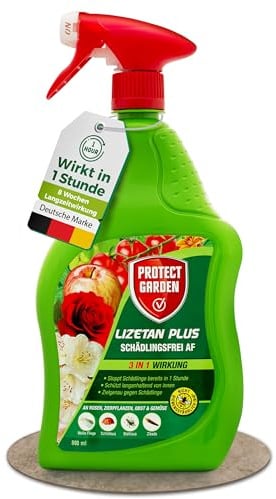 PROTECT GARDEN Lizetan Plus Schädlingsfrei AF, Blattlausfrei, Blattläuse und Schädlinge bekämpfen an Zierpflanzen, Rosen, Obst und Gemüse, 800 ml Spray