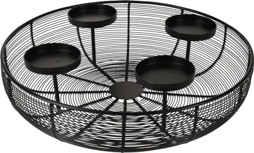 H & S Collection Adventskranz Metallschale schwarz Ø 36 cm