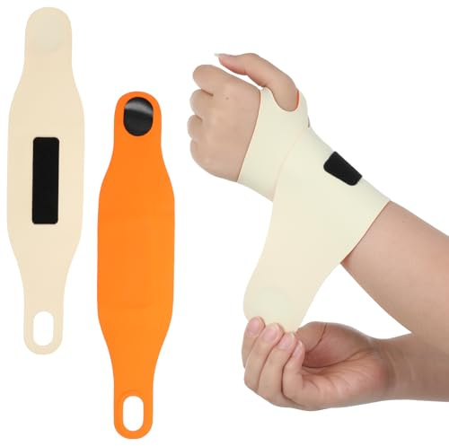 Cobee 2 Stück Handgelenk Bandagen, Verstellbare Handgelenkstütze Bandage Handgelenkbandage Wrist Wraps für Karpaltunnel Handgelenkschoner Schmerzlinderung Sport Fitness(Beige + Orange)