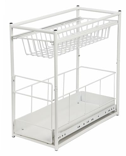 Spetebo Einbauschublade für Küchenschränke - 45x23x45cm - Farbe: weiß - Korbauszug Schublade Einbauschublade für spülschrank