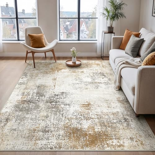 BEIMO Moderner Waschbarer Teppich Wohnzimmer 120x170 cm | Abstrakt Design, Großer Weicher Kurzflor Carpet, Rutschfest, Für Küche und Bettvorleger Schlafzimmer, Pflegeleicht