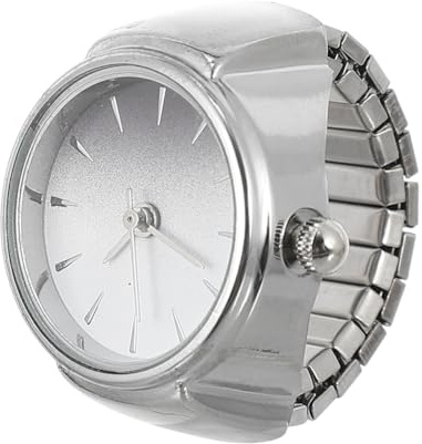 ULTECHNOVO Fingeruhr Elastische Ringuhr Fingerringuhr Ringuhr Festivalgeschenk Fingerringuhr Zum Geburtstag Abschluss (Silber)