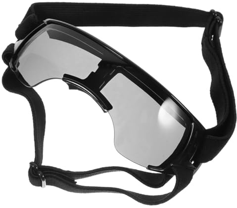 Hundesonnenbrille für Hunde mit Verstellbaren Riemen und Ohrpolstern | Eva, Schwarz, Schicker Stil für Mittlere bis Große Rassen, Augenschutz Beim Reiten und Fahren