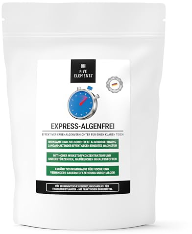 FIVE ELEMENTS® Express-Algenfrei | 2025: Verbesserte Formel | hochwirksamer Fadenalgenvernichter für einen klaren Teich | Granulat | 1,5 kg