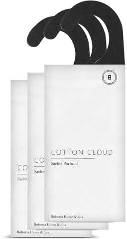 BOHORIA® Duftsachet Duftsäckchen Raumduft Frische Wäsche I Perfekt für den Kleiderschrank, Auto, Schubladen, Schränke Beseitigung von Gerüchen, Raumduft (Cotton Cloud, 3er Pack)