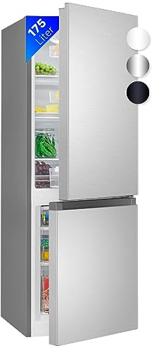 Bomann® Kühlschrank mit Gefrierfach | Energieklasse D | 143cm | Kühl Gefrierkombination leise 39 dB | 3 Ablagen & 3 Schubladen | Türanschlag wechselbar | 175L Kühlgefrierkombi | KG 322.1 inox
