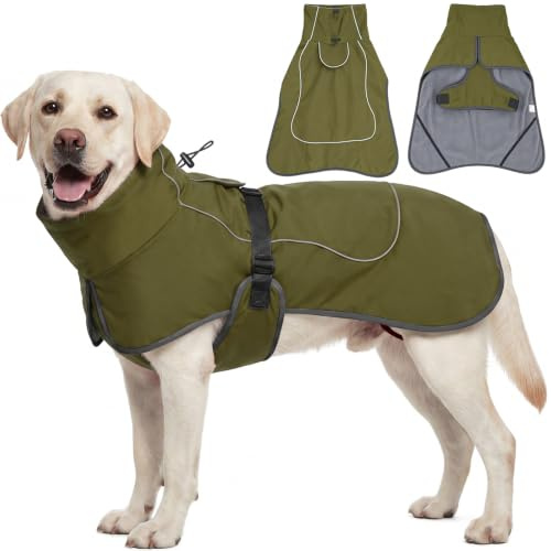 HEYWEAN Hundejacke Wasserdichter Hundemantel Reflektierende Jacke für kaltes Wetter mit weichem Fleecefutter Warmer Mantel für Hund Indoor & Outdoor Camping Wandern