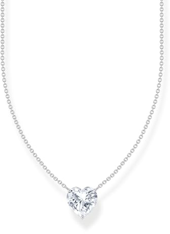 THOMAS SABO Kette mit weißem Herz-Anhänger Silber 925 Sterlingsilber
