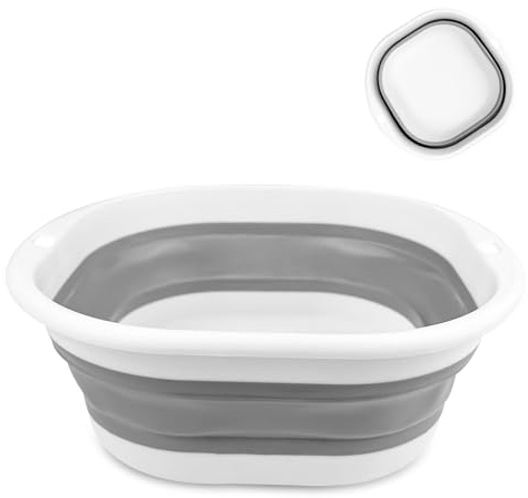 Chiluxendo Waschschüssel, Faltbarer Eimer, Wanne, Spülschüssel(Grau, 1)