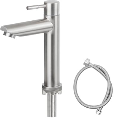 Kaltwasserhahn Gäste WC, SEMANEY Wasserhahn nur Kaltwasser für Badezimmer, Kaltwasser Armaturen aus Edelstahl 304, Gebürstet Nickel