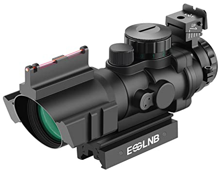ESSLNB Zielfernrohr 4x32mm Airsoft Red Dot Visier Leuchtpunktvisier mit Fiberoptik und 11mm/22mm Montage für Luftgewehr Jagd Softair und Armbrust