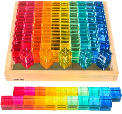 TickiT 73548 Gem Cube Spiegeltablett, M, Mehrere Farben, Einschließlich Blau, Rot und Grün