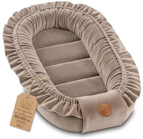 Nestchen Baby - Babynestchen Neugeborene Minky Babynest für Kinderbett Vielseitiges tragbar Nest kuschelnest zubehör für babybett warm Winter coccon Velvet Beige