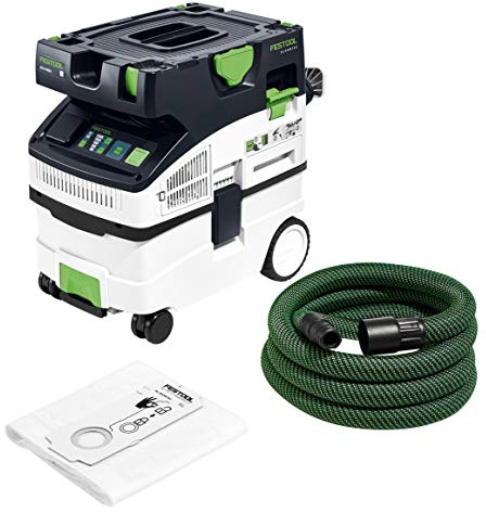 Festool CTM MIDI I CLEANTEC Absaugmobil - Staubklasse M Industriesauger | Mobiler Bluetooth Staubsauger mit 15l Behälter, SELFCLEAN Filtersack und glattem 3,5m Saugschlauch für Montage