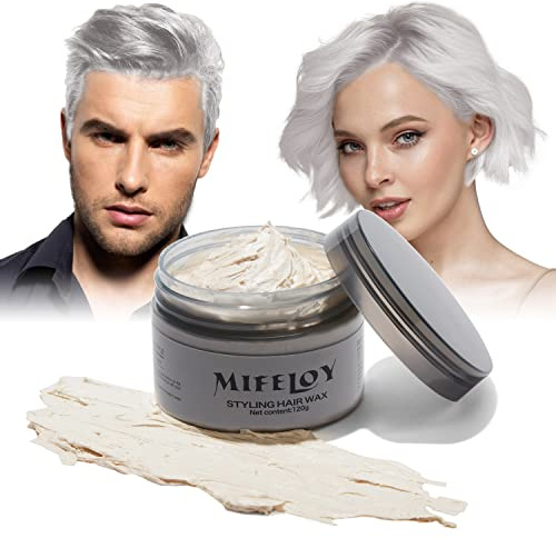 Weiß Haartönung Temporäre Haarfarbe 4,23 Unzen, Instant Hair Cream Mud Natürliche Frisur Pomade, Männer Frauen Styling Haartone Wax, Haar Wachs für Party Cosplay Halloween