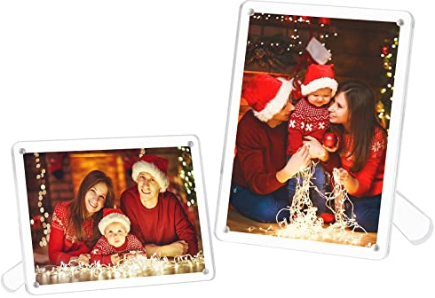 Boxalls Bilderrahmen 15x20cm (6x8 inch) mit Ständer, Acryl Klarer Magnetischer Fotorahmen für Tabletop Display Horizontal oder Vertikal