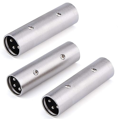 Greluma 3 Stück XLR-auf-XLR-Gender-Changer-Adapter,3-poliger XLR-Stecker auf Stecker-Stecker,kompatibel mit Mikrofon,Mixer
