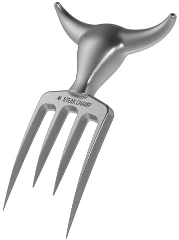 Steak Champ Bull Fork Fleischgabel, 16,5 cm: Massive Serviergabel, Tranchierbesteck, mit Zinklegierung, verchromt, spülmaschinenfest