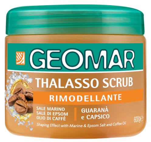 GEOMAR | Thalasso Körperpeeling zur Körpermodellierung, 600 g | Mit Meersalz, Epsomsalz, Kaffeeöl und Extrakten aus Guaraná und Capsicum, Made in Italy