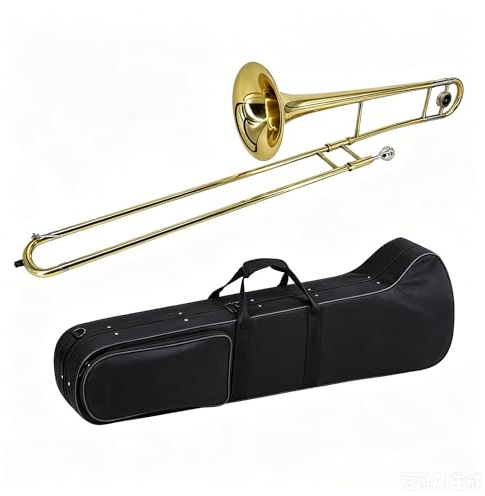 Btuty Alto Posaune Messing Gold Lack Bb Ton B flach Blasinstrument mit Kupfernickel Mundstück Cleaning Stick Etui