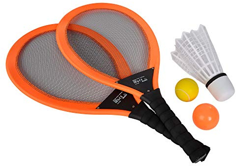 Simba 107412008 - Giant Badminton Set, 2 Schläger je 66cm, 1 Softball, 1 Kunststoffball, 1 Federball, ab 5 Jahre