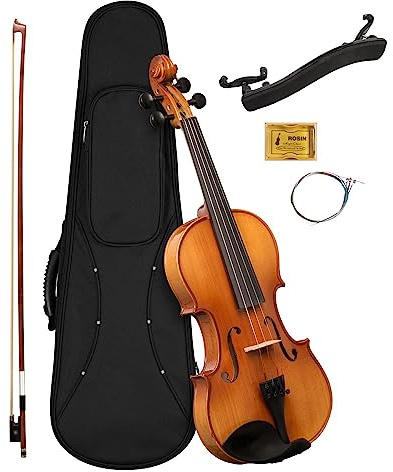 CASCHA 1/2 Violine mit Hardcase I Geigen Set für Jugendliche und Erwachsene I Hochwertige Geige mit Bogen Kolophonium und Ersatz Geigensaiten I Vollmassive Geige mit Koffer im praktischen Set