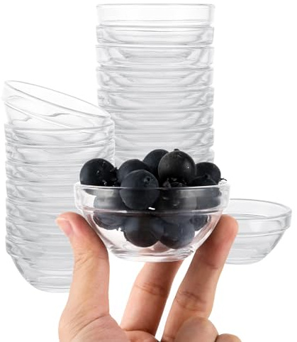 ZOFUN 20 Stück Dipschalen Ø 7.5 cm, Glasschälchen Klein 75 ml Dessertschalen Glas, Snackschalen Kleine Schälchen Glas, Mispudin Kleine Dipschalen für Spülmaschine und Mikrowelle,Marmelade, Dips, Tapas