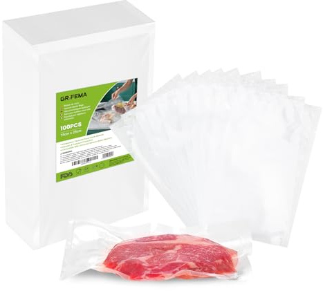 GRIFEMA GH81 Vakuumierbeutel 15x25 cm 100 Stück für Vakuumierer | Stark und Reißfest, Sous Vide, BPA-frei