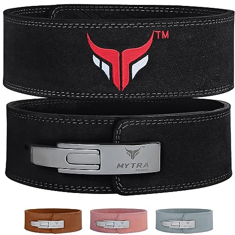 Mytra Fusion gewichthebergürtel 100% Echtes Leder Weightlifting Belt weiße Schnalle, Lifting Belt for Fitnessstudio, Fitness, Training, gewichthebergürtel Herren & Damen Gym Belt