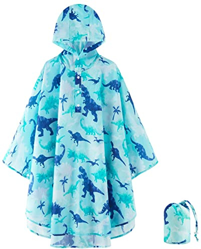 WAWSAM Regenponcho Kinder Wasserdicht Regencape Kinder Leicht | mit Kapuze, Regenmantel Kinder für Jungen & Mädchen, Regenschutz Kinder Schulranzen geeignet