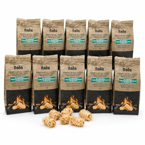 10 kg Premium Holzwolle (10x1 kg) | Anzündwolle, Kaminanzünder aus Holz und Wachs, Anzünder, Grillanzünder, Feueranzünder, Holzwolle, Holzanzünder, Öko Ofenanzünder für Grill und Kamin/Art. 147 (10)