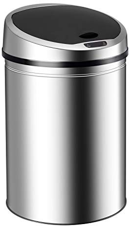 Ribelli Edelstahl Mülleimer 60 Liter - Abfalleimer mit Sensor - automatisches Öffnen und Schließen - Klemmring für Müllbeutel - Abnehmbarer Deckel - mit LED-Funktionsanzeige (Chrom)