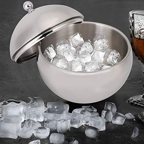 2L Eiskübel mit Deckel, Eisbehälter für Eiswürfel, Edelstahl Behälter mit Deckel, Eiswürfelbehälter Edelstahl, Eiswürfelbox Eisbox für Party, Bar, Ice Bucket Geschenkideen für Männer