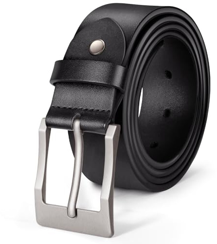 J.Fée 1Pc Gürtel Herren,Ledergürtel Herren,Quadratischer,35mm Breite,Gebürsteter Dornschließe in Silber, Gürtel Schwarz oder Braun, Geburtstag Papa Geschenke für Männer,110CM 120CM 130CM
