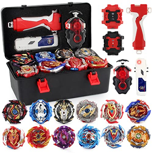 TUKIIE Kinder Spielzeug Kreisel Battle Set, Kampfkreisel Set für Kinder 12 Burst Kreisel 3 Launchers Arena Combat Game, Geschenk für Jungen Mädchen ab 6 Jahren