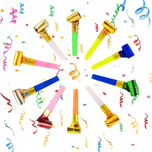 Yeefunjoy 10 Stück Tröten Kindergeburtstag, Party Gebläse Krachmacher | Funny Whistles Gebläse Musikalische Jubel Spielzeug für Hochzeit Party Neujahr Party Geburtstag Kinder Party (Farbe ZufäLlig)