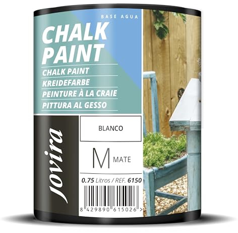 JOVIRA PINTURAS Chalk Paint - Kreidefarbe für Möbel Matte Oberfläche. Erneuern Sie Ihre Möbel, Vintage Möbelfarbe. (750 Milliliter, Weiß)